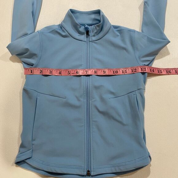 Athleta Girl Size 7 Light Blue Chit Chat Full Zip Jacket - Picture 4 of 6